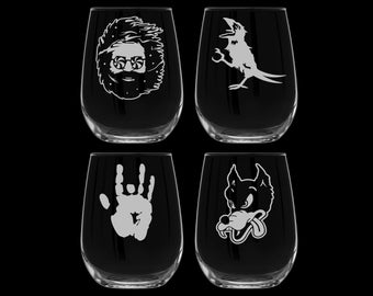 SÉLECTION DE 4 verres à vin sans pied Grateful Dead