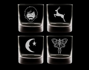 LOT de 4 verres à whisky Phish Old-Fashioned Lowball Rocks