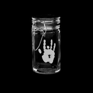 Hand Etched Glass Stash Jar