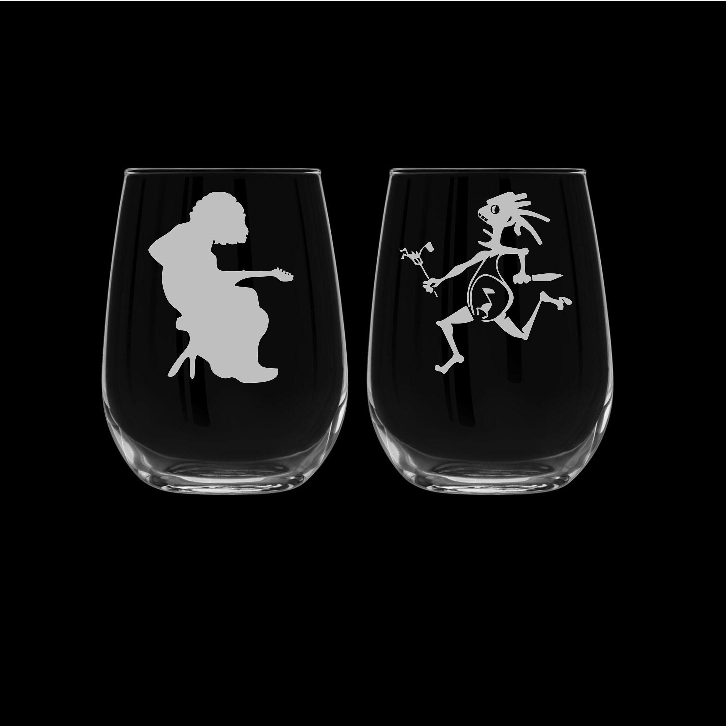Pair of Widespread Panic Stemless Wine Glasses