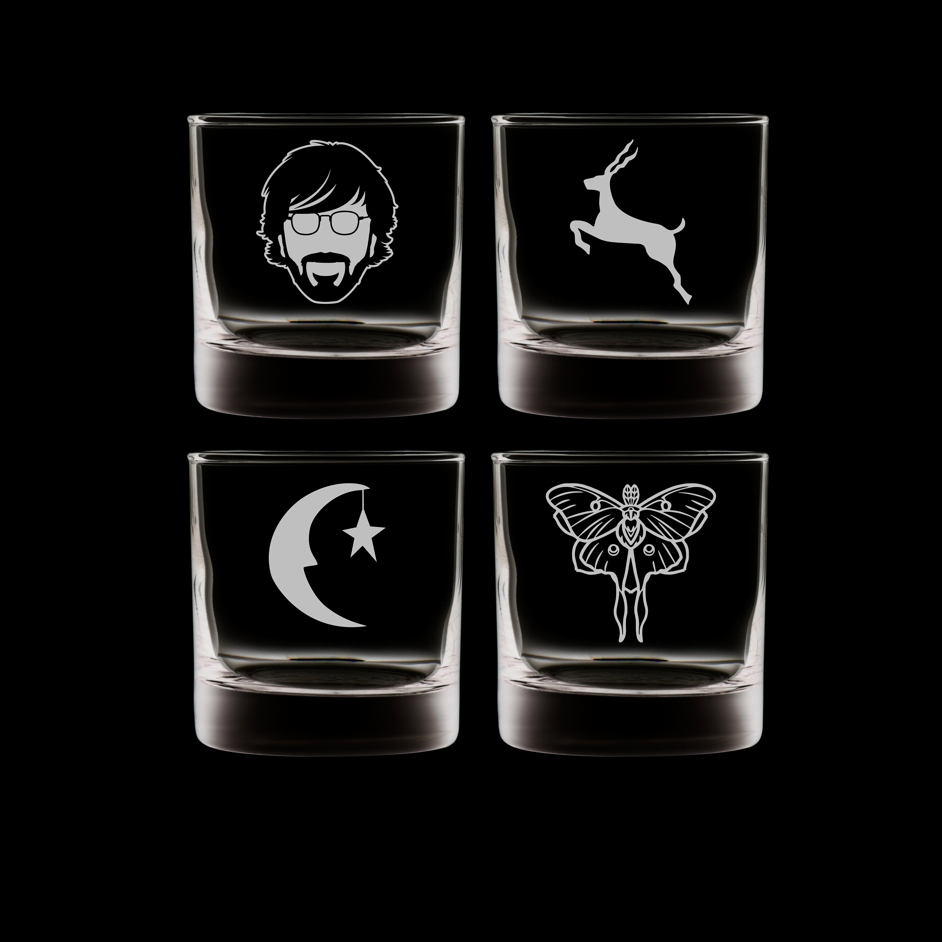 SET of 4 Phish Old-Fashioned Whiskey Lowball Rocks Glasses - Thumbnail 7