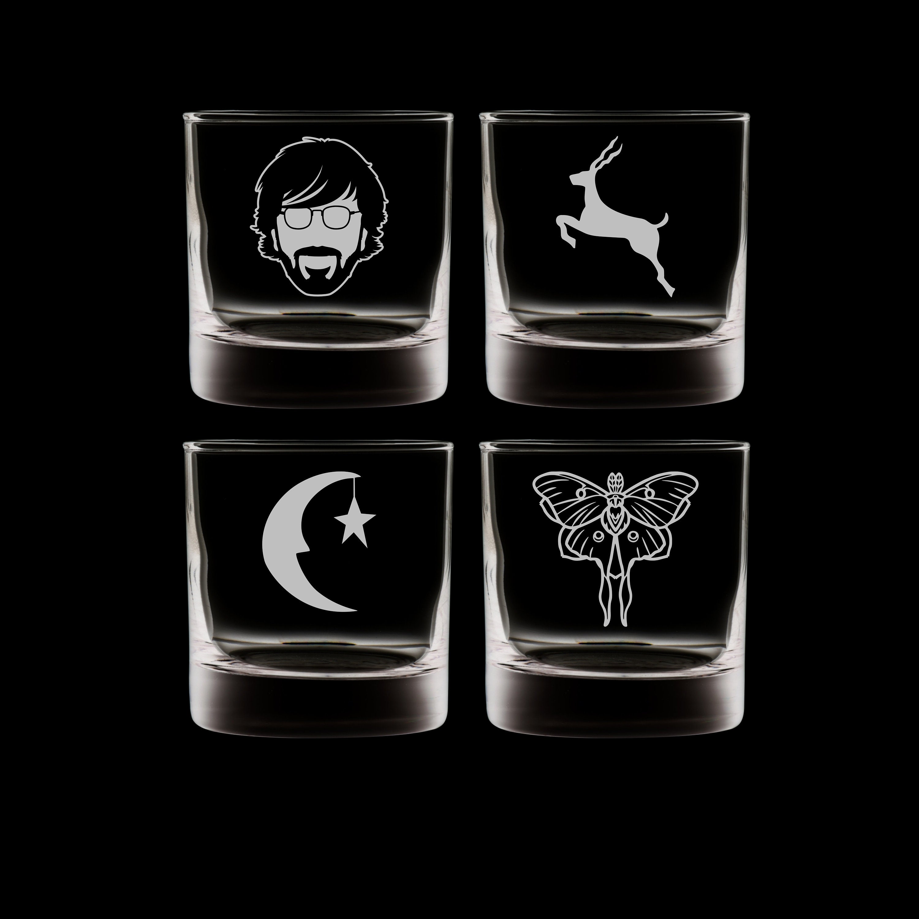 SET of 4 Phish Old-Fashioned Whiskey Lowball Rocks Glasses - Thumbnail 5