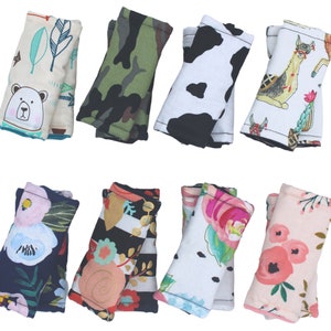 Infant Car Seat Strap Covers,Strap on Harness,Seat Belt Cover,Car Seat Accesories,Strap Pads,Stripes,Floral,Woodlands,Infant Head Support