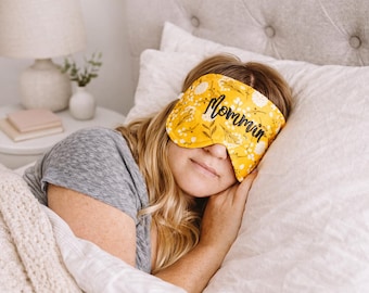 Personalized Oversized Sleep Mask – Embroidered Eye Mask, Blackout Sleep Mask with Satin or Minky Backing