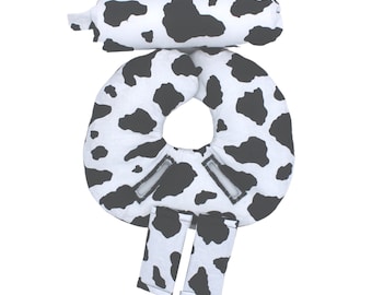 Car Seat Head Support for Newborns,Infant Car Seat Insert,Infant Car Seat Strap Cover,Stroller Liner,Pram Liner,Black and White Cow Print