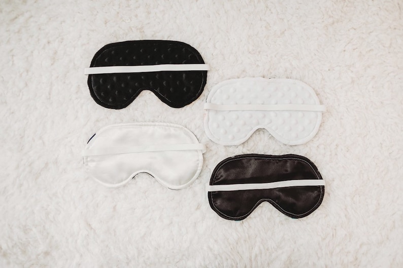 Satin or plush minky backing - choose your preferred  fabric for soft, comfortable oversized sleep mask. Adjustable elastic band on oversized sleep mask - custom fit, comfortable and secure eye mask for sleeping
