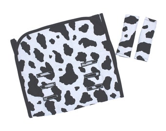 Universal Stroller Liner, Liner Pram, Noir et Blanc, Imprimé vache, Poussette Pad, Buggy Liner, Poussette Strap Covers