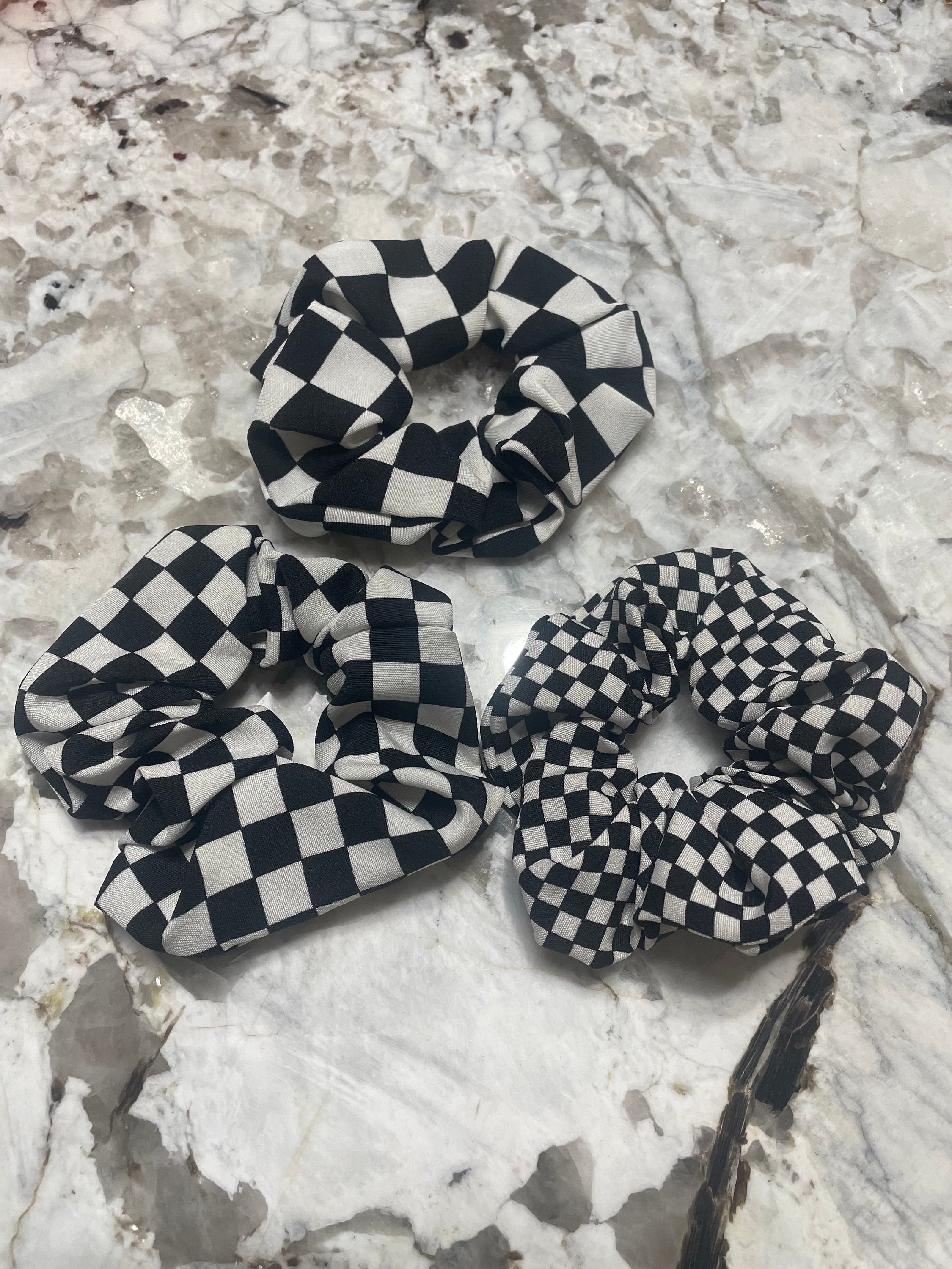 【typeservice】25ss Checkered Scrunchie Amazon.com: Gingham - 7 inch Jumbo Scrunchie - Small Check