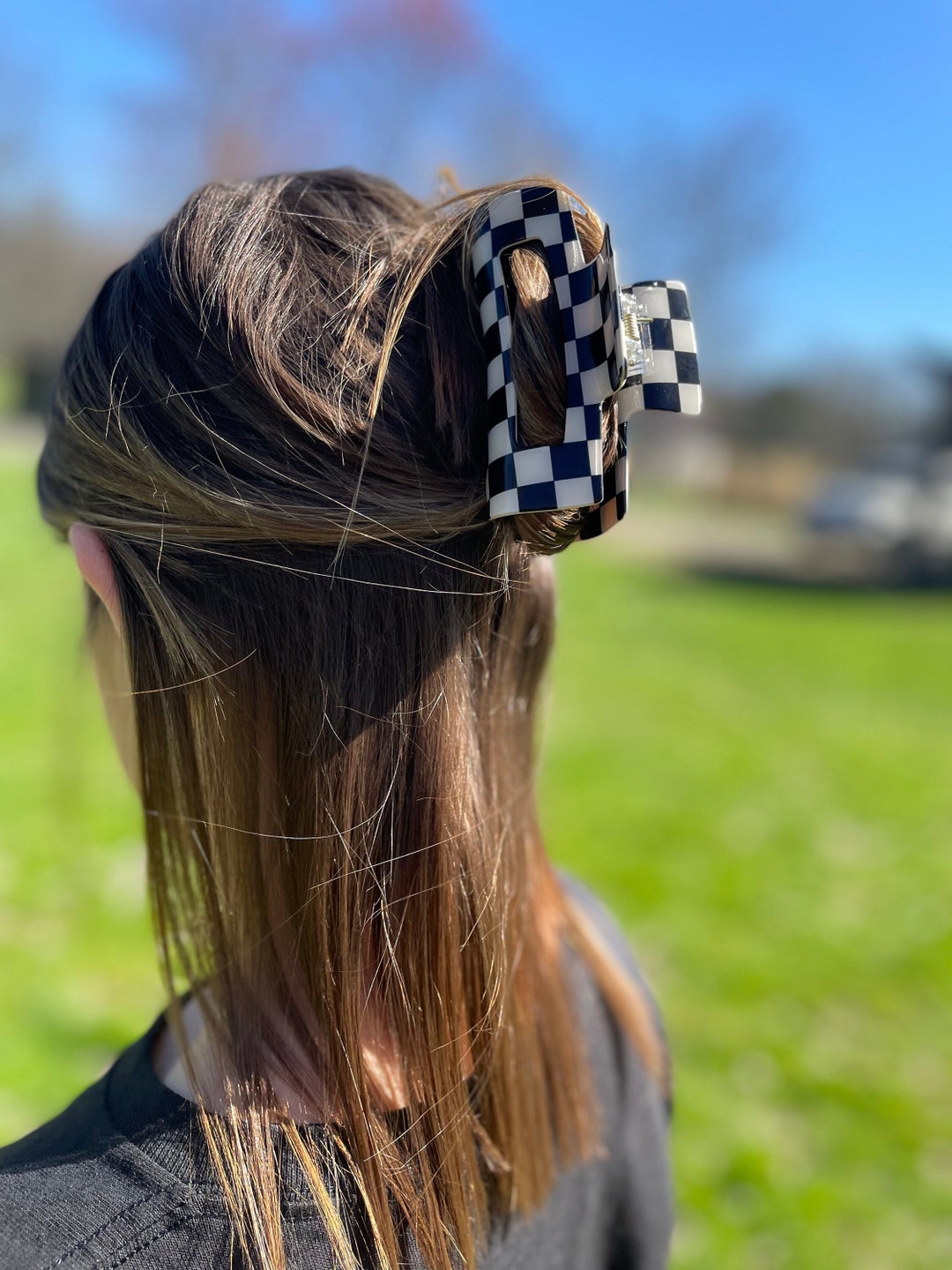 Checkered Hair Clip - Etsy