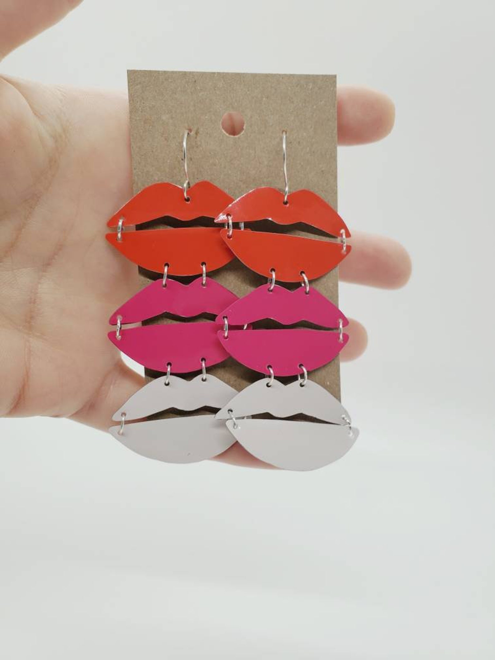 Kiss Earrings Lip Earrings Long Earrings Hot Pink Earrings Etsy