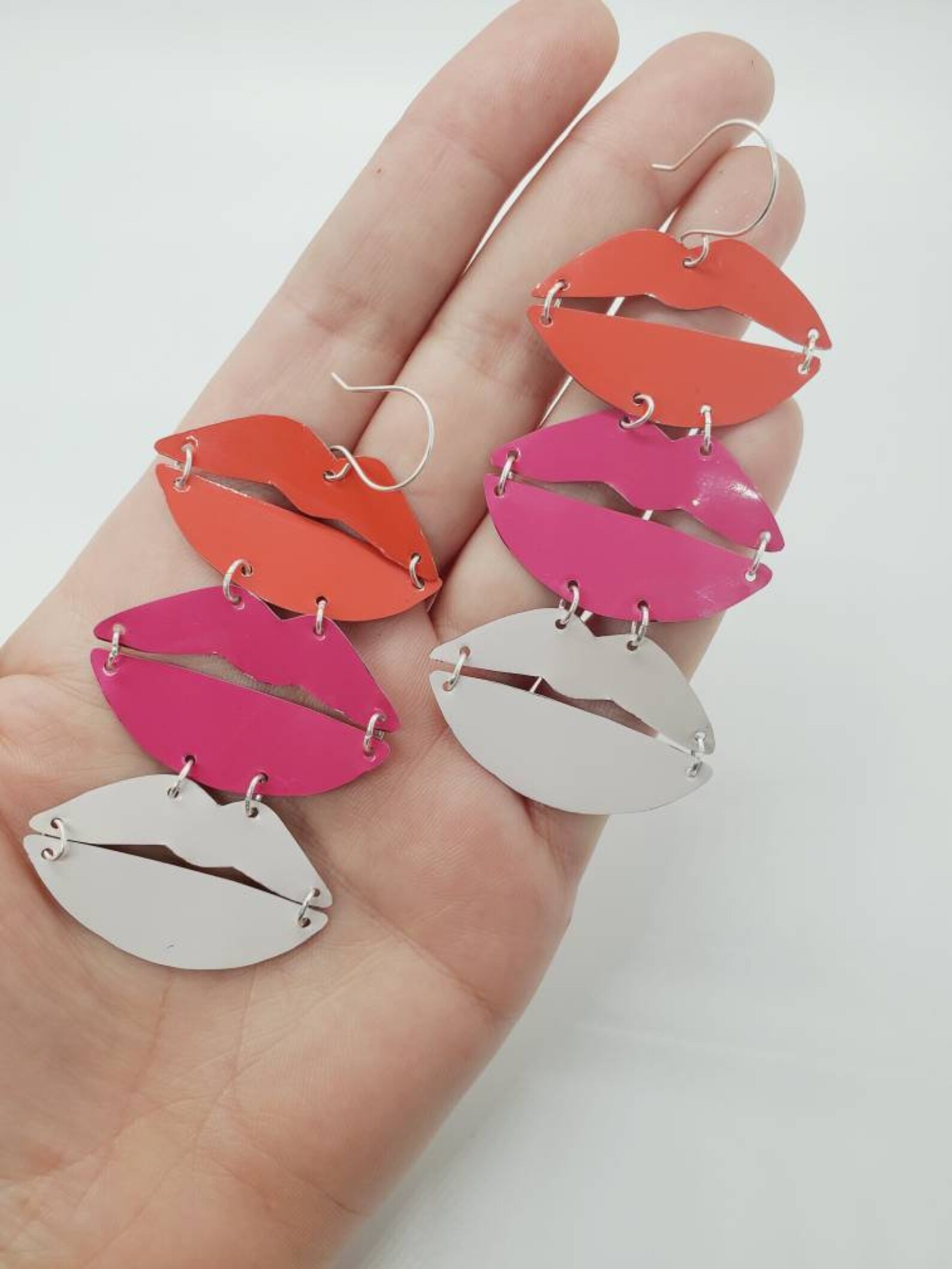 Kiss Earrings Lip Earrings Long Earrings Hot Pink Earrings Etsy