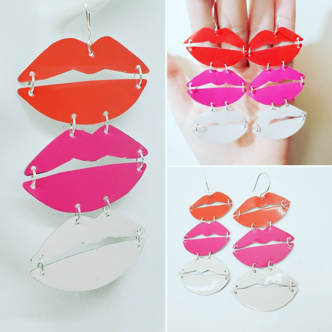 Kiss Earrings Lip Earrings Long Earrings Hot Pink Earrings Etsy