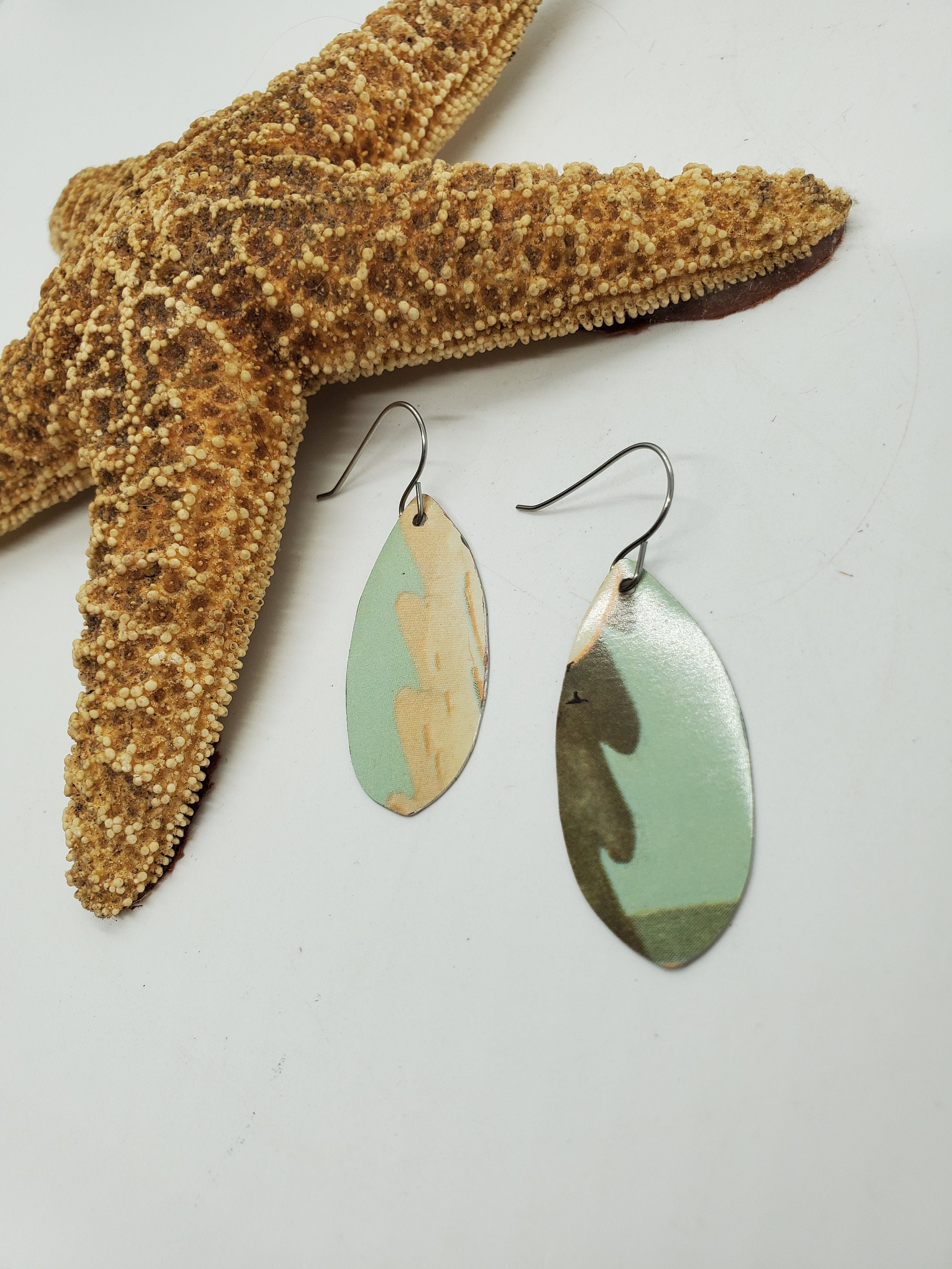 Surfboard Wave Earrings Upcycled Surfer Jewelry Beachy Ocean Etsy