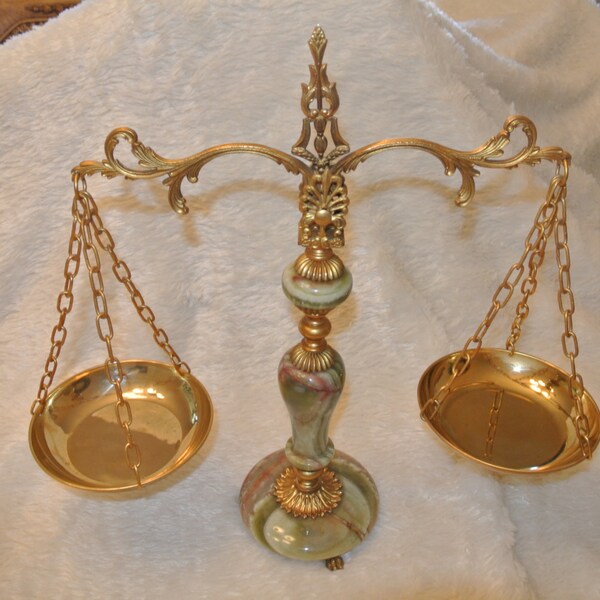 Vintage Scales of Justice with Green Italian Marble