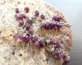 Ruby sterling silver dangle earrings- drop cluster gemstone -natural artisan women jewelry-gift