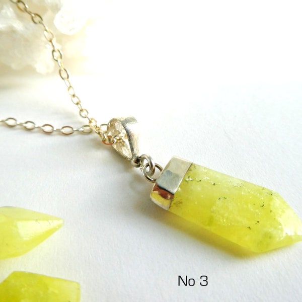 Raw brucite crystal pendant- lemon raw necklace-leather sterling pendant-yellow stone pendant-brucite gemstone necklace -gift