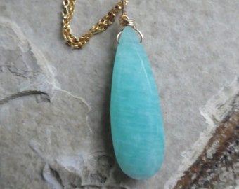 Amazonite drop necklace-spike amazonite gemstone pendant-blue stone gold filled necklace-dainty necklace-amazonite jewelry-women gift