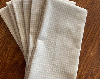 Tan beige and white neutral check farmhouse cloth napkins