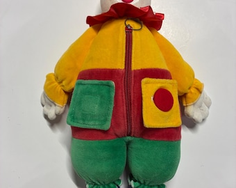 Payaso de peluche vintage Brio de los años 90, payaso para vestir, juguete educativo para niños estilo Y2K.
