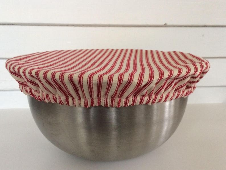 Fabric Mixing Bowl Cover Blue Ticking Stripe Bowl Cover Etsy