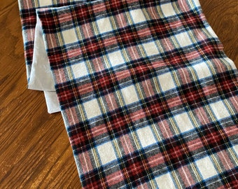 Christmas winter plaid white, black red flannel rustic table runner,plaid  table runner