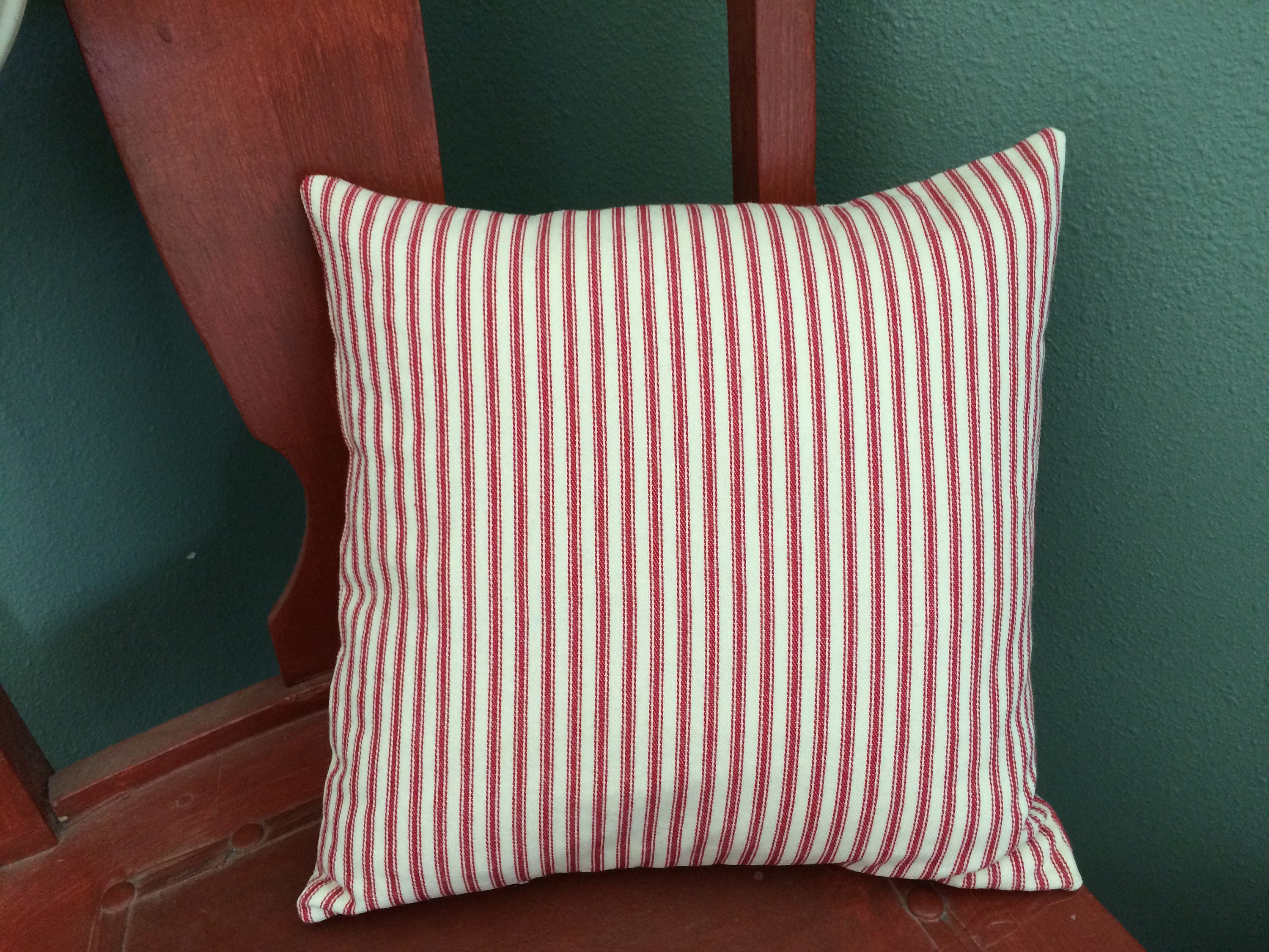 Red Pillow Ticking Stripe Pillow Cover Farmhouse Pillow Etsy UK