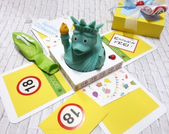 Gift money gift box gift box explosion box for 18th birthday with squeaky duck rubber duck Liberty