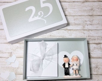 Geldgeschenk Gutscheinverpackung Geschenkschachtel zur Silbernen Hochzeit Silberhochzeit Hochzeitsgeschenk 25 Jahre