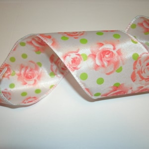 5 yds of Floral Ribbon, Craft Ribbon, Birthday Ribbon, Wreathe Ribbon, Seasonal Ribbon, Spring Ribbon, Wired Edge Ribbon,