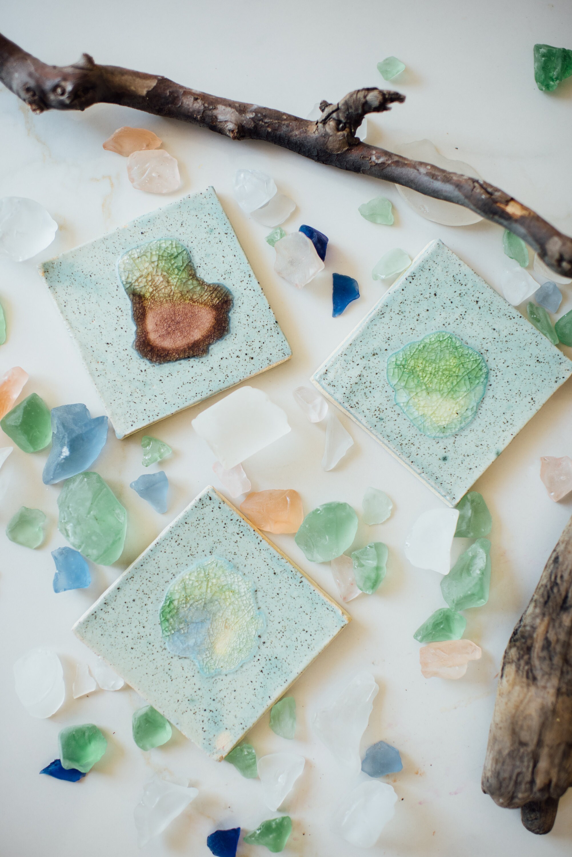 Handmade Ceramic Sea Glass Coasters / Drink Coasters / Coaster Etsy