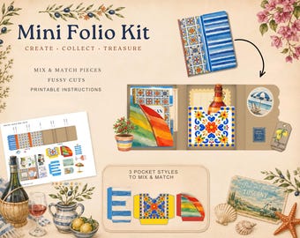 Kit imprimible de minifolio Playa Toscana, efímeros de acuarela para diario creativo - Papel para álbum de recortes de viajes de verano - Proyecto de folio imprimible