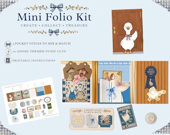 Kit imprimible de mini folio Porch Goose, efímeros para diario creativo - Papel de scrapbooking bonito - Proyecto de folio imprimible