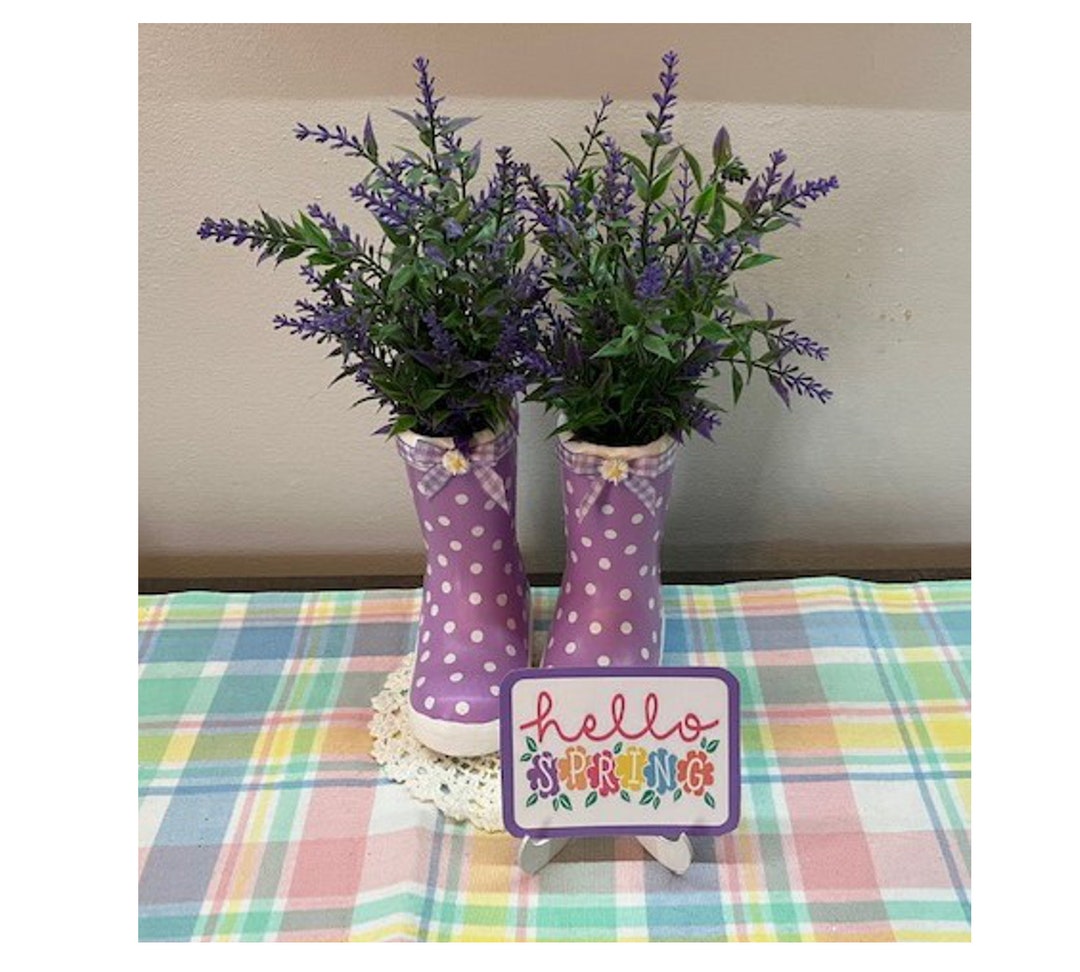 Mini Ceramic Rain Boots Floral Planter for Spring Decor Etsy