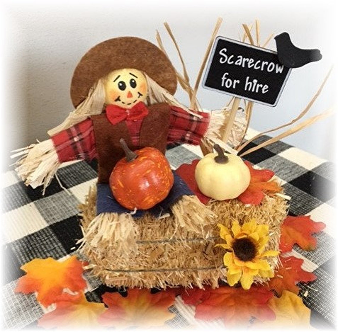 Scarecrow for hire mini hay bale for fall tiered tray Etsy
