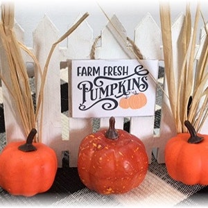 Farm Fresh Pumpkins mini wood sign for fall tiered trays
