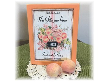 Peach Blossom Farm framed wood sign for tiered trays peach decor