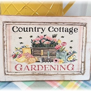 Country Cottage Gardening framed wood sign for Easter tiered trays