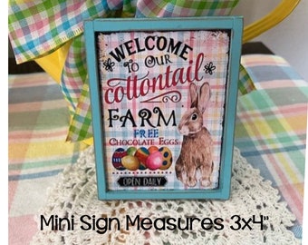 Welcome to Cottontail Farms mini wood sign for Easter tiered trays