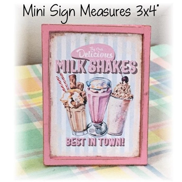 Delicious Milkshakes best in town mini wood sign for tiered trays ice cream decor