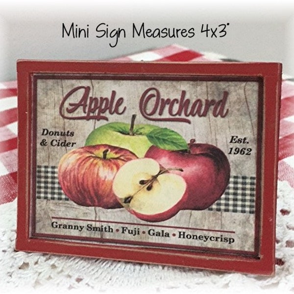 Apple Orchard mini wood sign for tiered trays apple decor