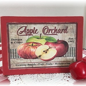 Apple Orchard framed wood sign for tiered trays apple decor