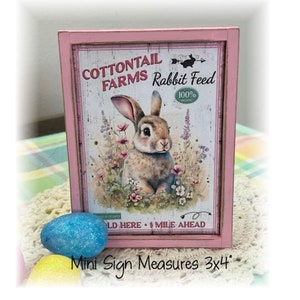 Cottontail Farms Rabbit Feed mini mwood sign for Easter tiered trays