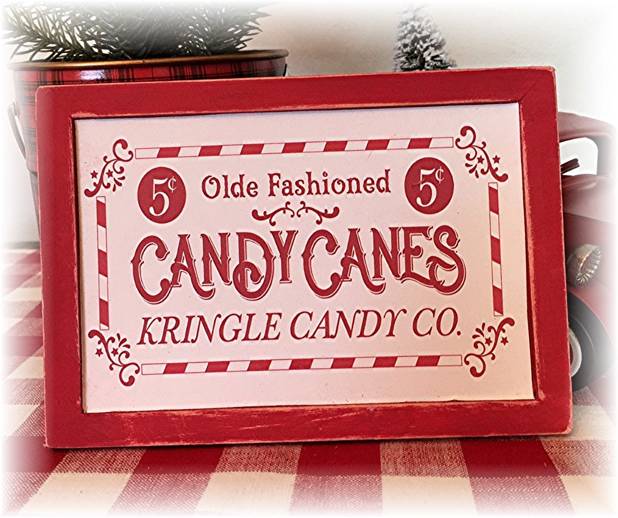 Letrero Colgante Navideño Rústico Santa Kringle | 16" De Largo Horneando Galletas | Decoración Vintage Para Pared O Puerta