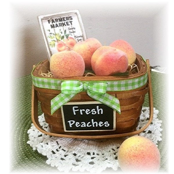 Mini basket and mini sign Fresh Peaches for tiered trays peach decor