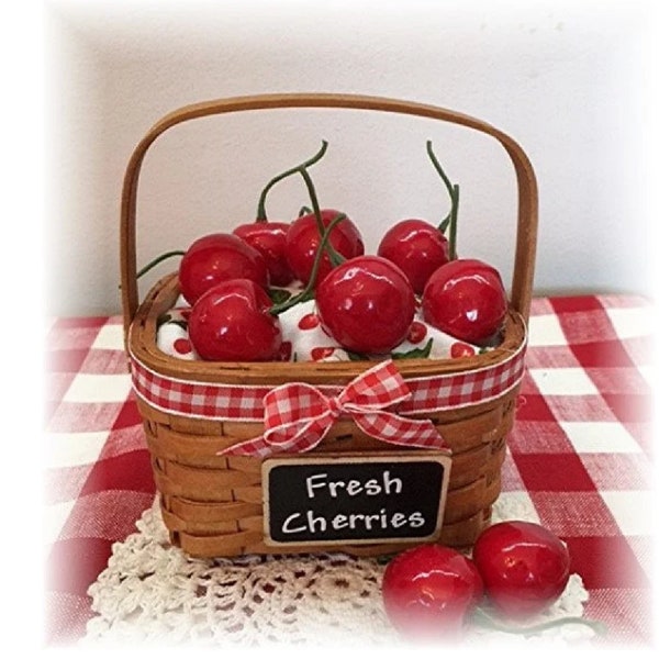 Mini basket Fresh Cherries for tiered trays cherries decor