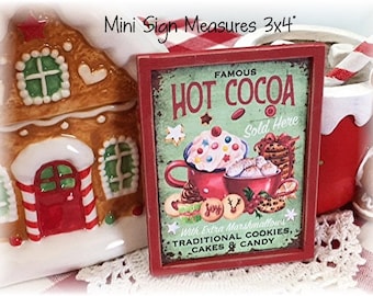 Famous Hot Cocoa mini wood sign for Christmas tiered trays