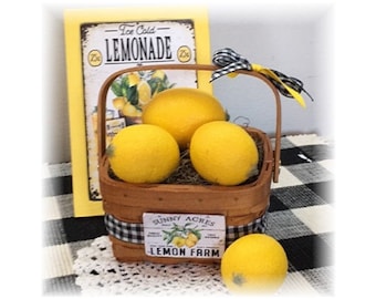 Sunny Acres Lemon Farm mini basket for tiered trays lemon decor