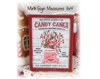 Kringle Candy Cane Co. mini wood sign for Christmas tiered trays