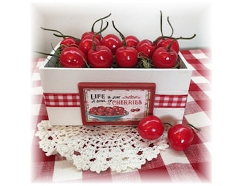 Life is just a bowl of cherries mini wood crate cherries decor