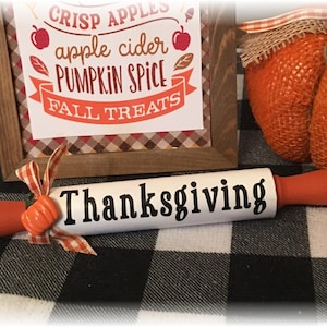 Thanksgiving mini rolling pin for tiered trays fall deocr